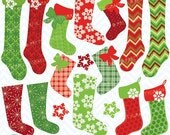 80% OFF SALE Christmas stockings clipart commercial use, vector graphics, digital clip art, digital images - CL615 Il_170x135