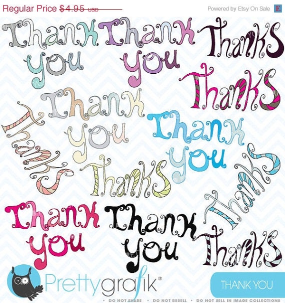 60% OFF SALE thank you alphabet word art clipart commercial use, vector graphics, digital clip art, digital images - CL335 Il_570xn