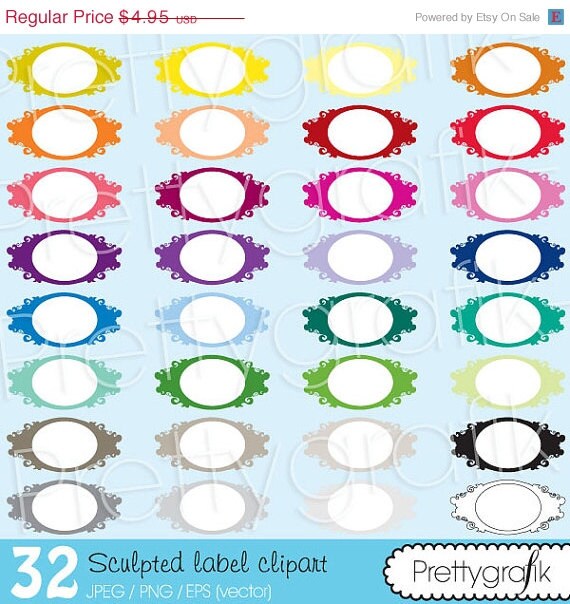 80% OFF SALE 32 sculpted label clipart commercial use, vector graphics, digital clip art, digital images - CL491 Il_570xn