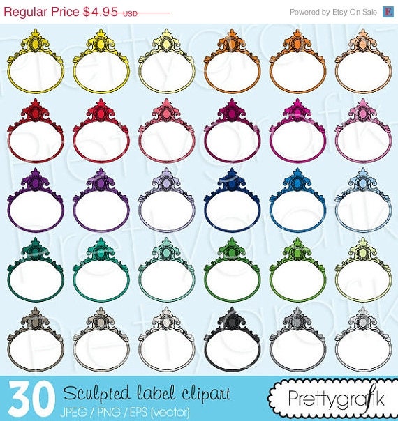 80% OFF SALE 30 sculpted label clipart commercial use, vector graphics, digital clip art, digital images - CL486 Il_570xn