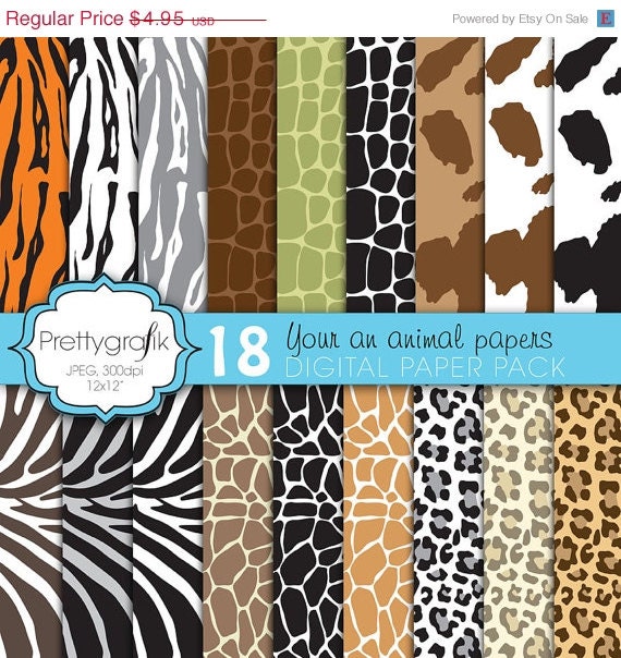 80% OFF SALE animal print digital paper, commercial use, scrapbook papers, background - PS593 Il_570xn