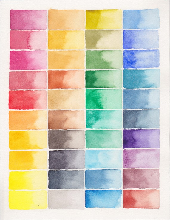 Abstract Painting . Abstract Watercolor Palette . Colorblocks . Full Spectrum Color Block Painting . Rainbow . 8.5 x 11 Original