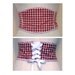 Size 12-14. SALE, 60% Off. Handmade red & white cotton gingham, lace up fabric belt, waist cincher, with white cherry print binding