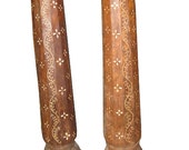 Pair Of Bone Inlaid Architectural Antique Pillar Columns