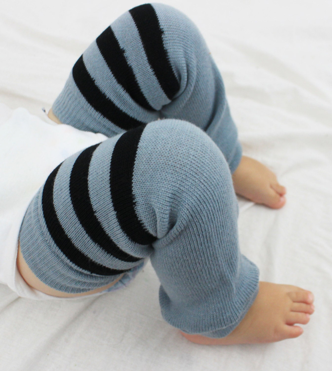 Gray and Black Stripes Boy Baby Leg Warmers gray by GigglePoo