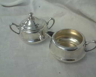 Crescent Silver Plate Creamer and Sugar Set 52 P