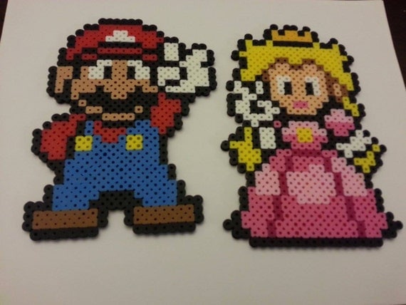 Mario & Princess Peach Bead Sprites Super by DCBPerlerSprites