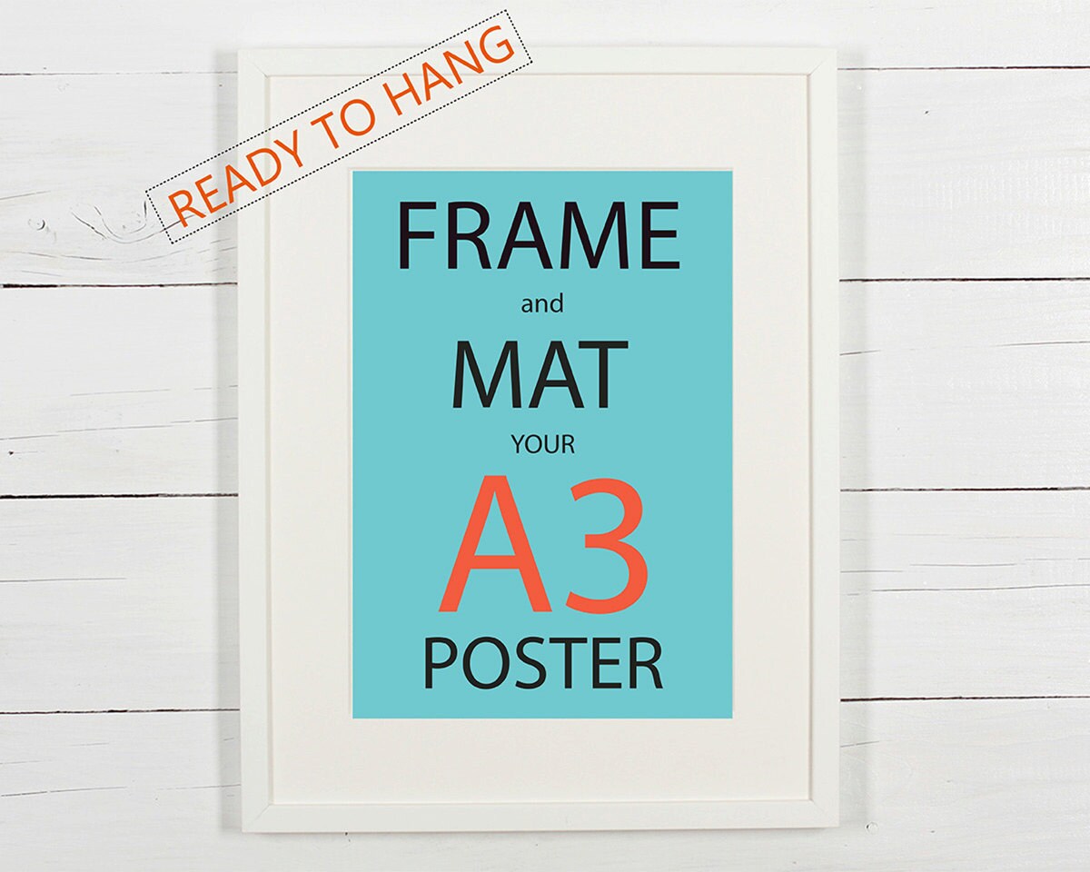 Frame and mat your A3 poster white wooden frame with white