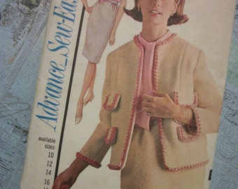 1964 Advance Sew-Easy Misses Pattern 3409 Misses Suit and Blouse Size 12