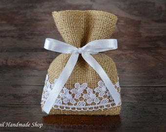 Rustic Wedding Favor Bags, Burlap Favor Bags, Country Wedding, Vintage, Set of 40
