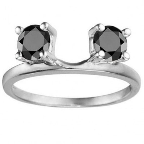 Three Stone Ring Wrap Enhancer Sterling Silver with Black