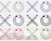 XOXO pencils clipart set of 12, digital elements, photoshop clip art, back to school, small business use, 12 PNG file instant download Il_170x135