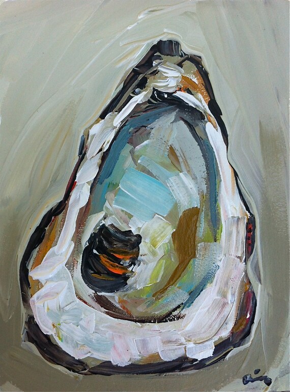 Oyster Print wall art beachy by DevinePaintings on Etsy