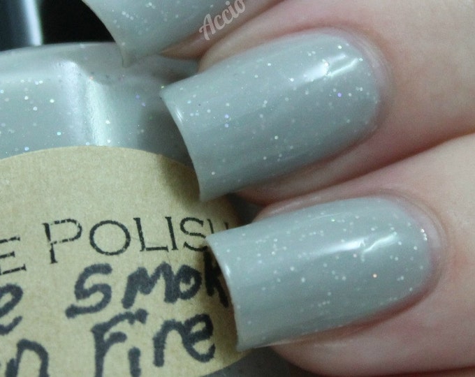 More Smoke than fire Nail Polish - LArge bottle - Handmade - creme - micro glitter - lacquer