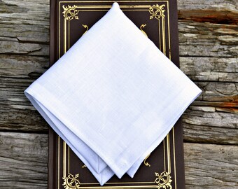 White Linen Handkerchief, Irish Linen Handkerchief, White Pocket Square, Formal Pocket Square, Linen Pocket Square, Linen Hankerchief,