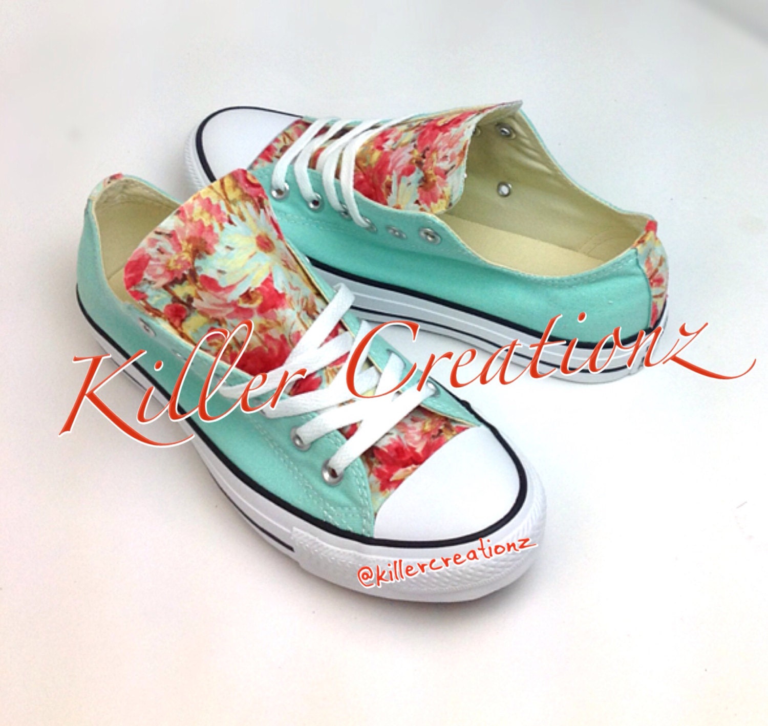 Custom Floral Tongue Converse made to order