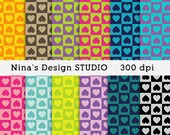INSTANT DOWNLOAD/12 hearts Digital Paper / Scrapbook/ for Personal and Commercial Use Il_170x135