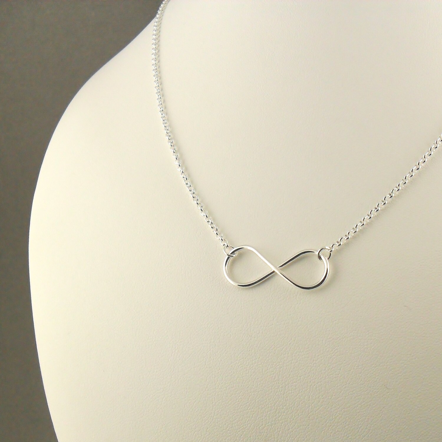 Large Infinity Necklace Sterling Silver Necklace 925