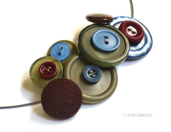 eco design jewelry Blue Jewellery Necklace Jewelry Button design Eco Statement Necklace