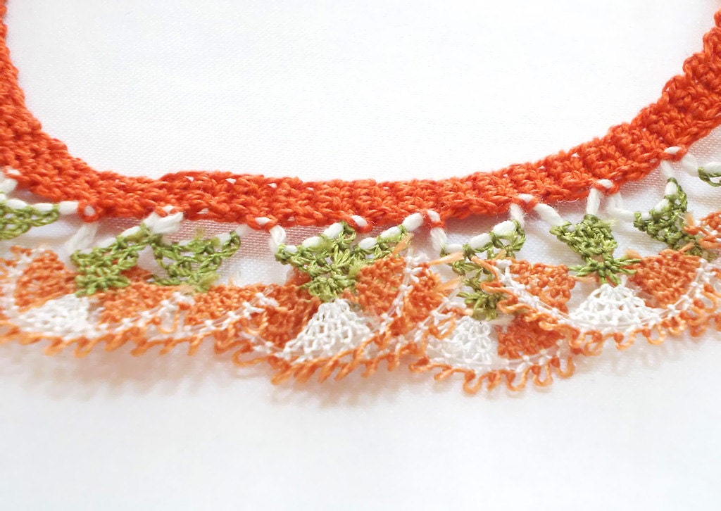 Needle lace oya Lace Jewelry Necklace Wearable Art by HAREMDESIGN