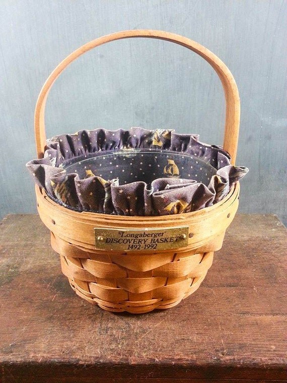 Vintage Rare Longaberger 1992 Discovery Basket with Fabric