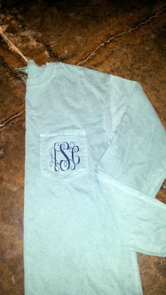 Monogram Comfort Color Long Sleeve Shirts With by PreciousEmma
