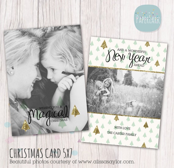 Christmas Card Template - Photoshop template - AC016 - INSTANT DOWNLOAD