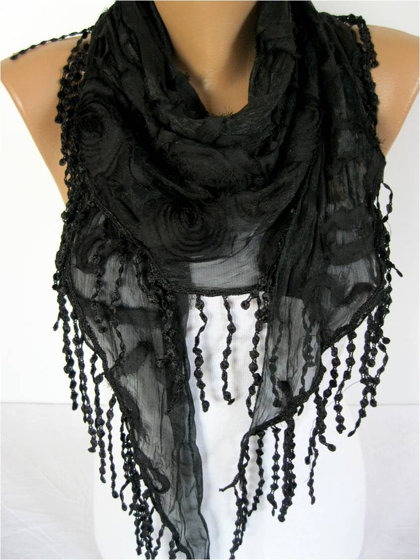 Black scarf women scarves guipure fashion scarf gift