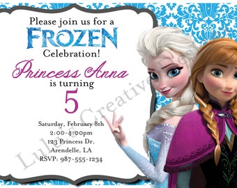 Frozen Joint Double Invitation Birthday Digital File