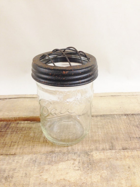 Makeup Toothbrush Holder. Black Speckled Lid. Mason Jar