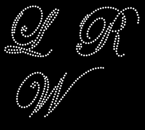 monogram Letter 3 iron on rhinestone transfer bling