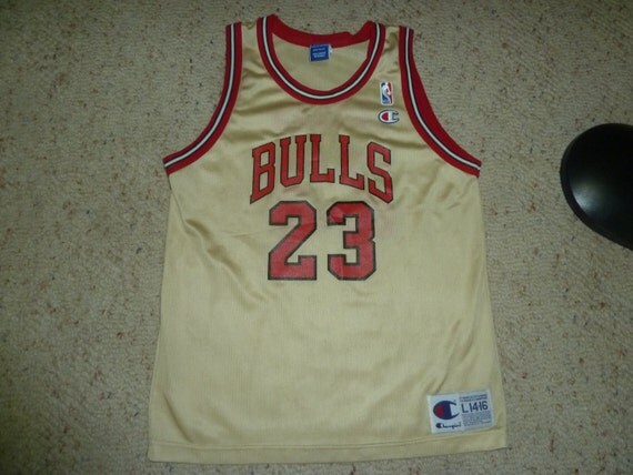 Vtg GOLD Michael Jordan Chicago Bulls NBA Champion Jersey Sz