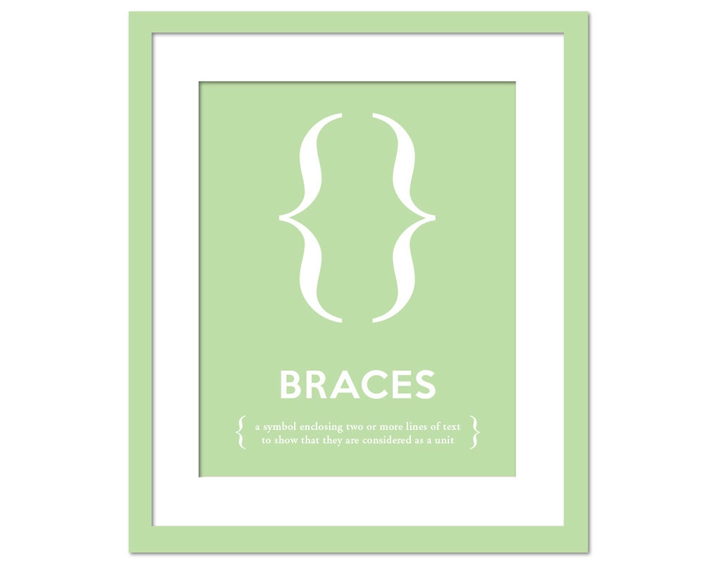 Braces Symbol Art Print Punctuation Typography by FolioCreations