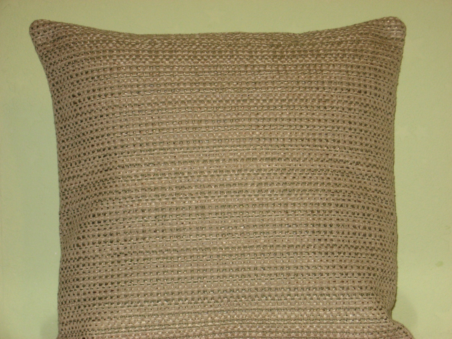 Beige grey green light brown handmade throw pillow