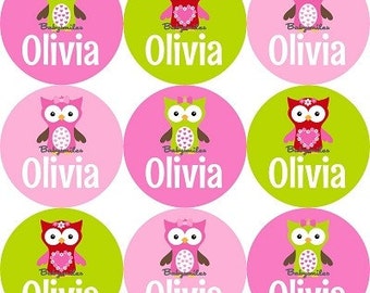 48 Personalized Waterproof Name Label Stickers - Cute Owl Girl - Perfect for School, Daycare, Camps - Affordable, Durable Labels with Style