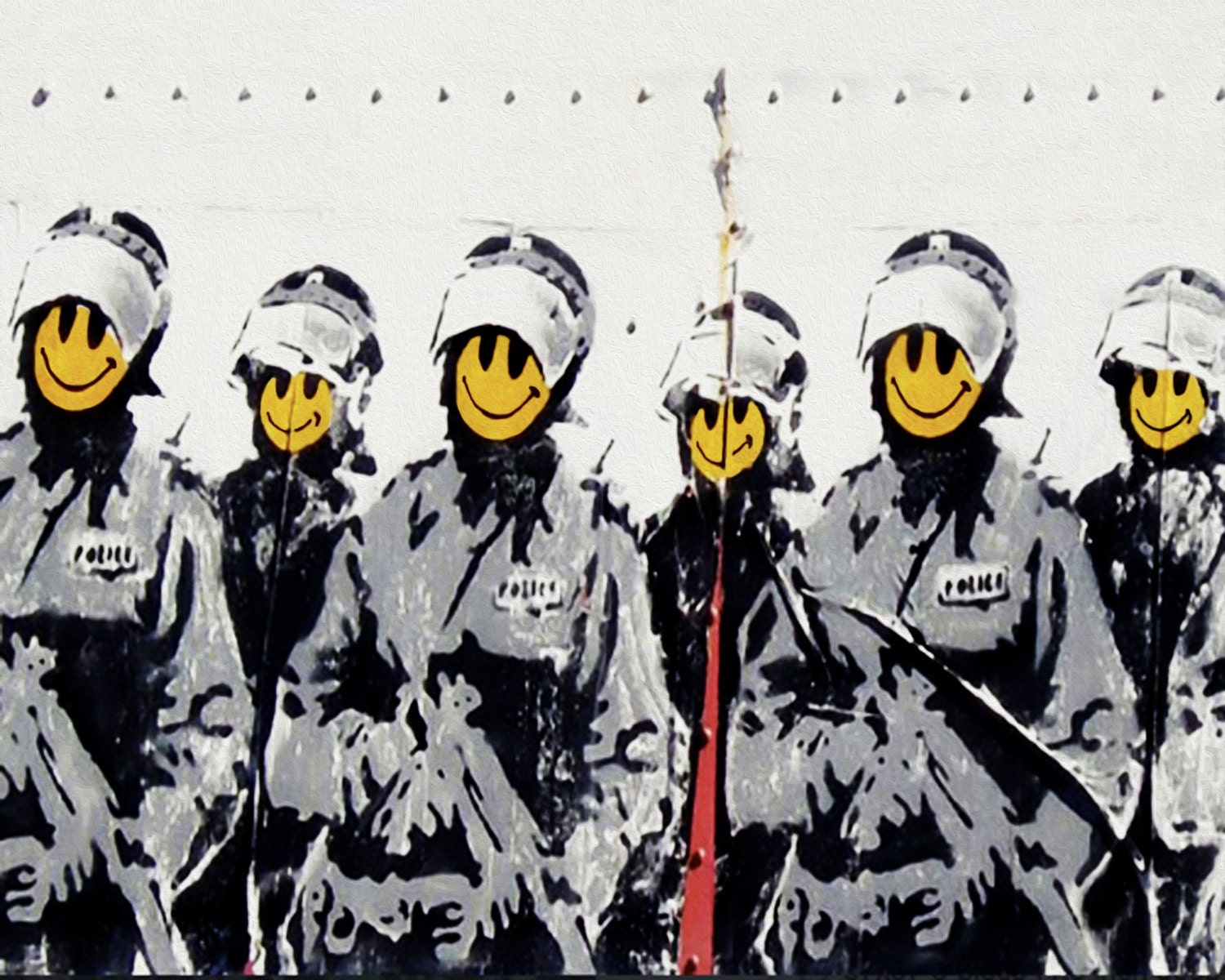 Banksy canvas Smiley Cops Street Art Grafitti Premium Print