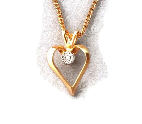 Diamond Heart Necklace by EclecticVintager on Etsy