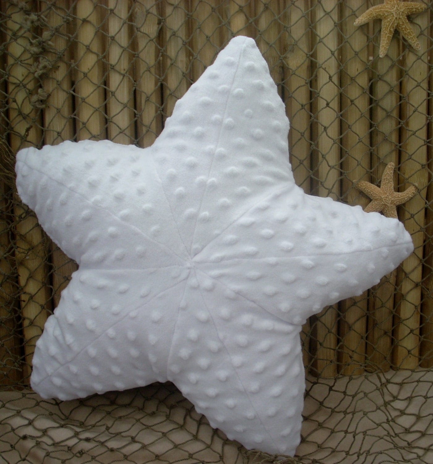 Starfish pillownautical pillowwhite minky starfish