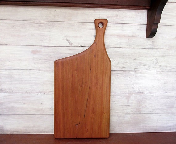 Wooden Cutting Board Cherry Offset Handle 