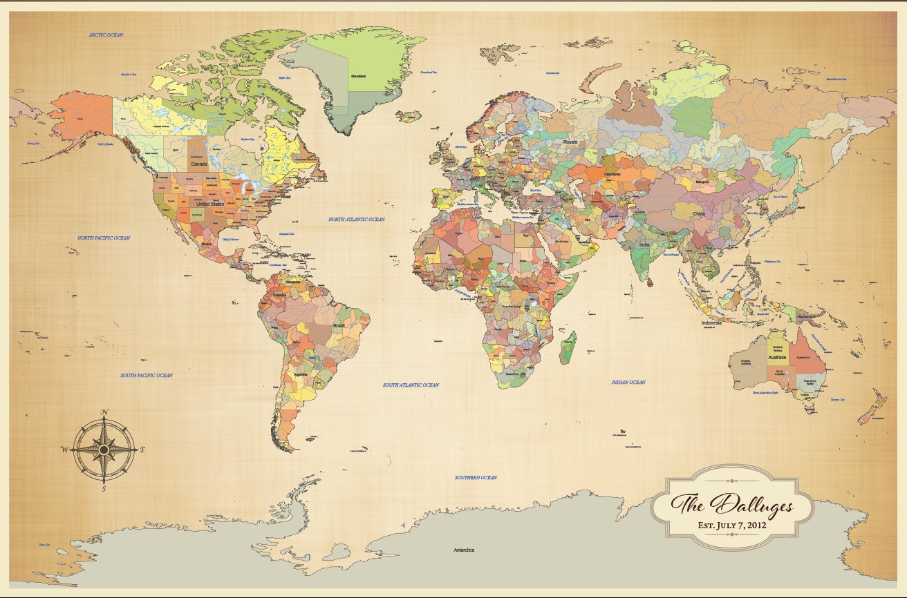 24 X 36 Map The World