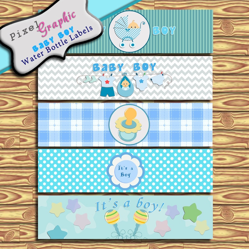 baby shower printable water bottle labels for baby boys
