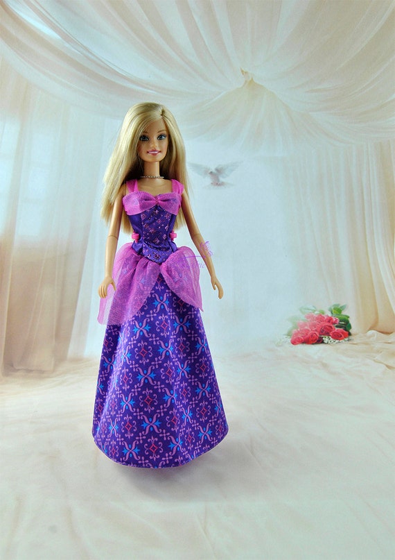 Items similar to Handmade Purple Princess Dress Gown Evening Party Clothes Costumes For Barbie