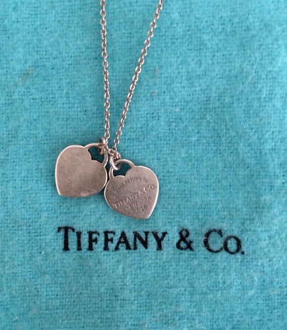 Silver Tiffany Two Heart mini pendant necklace