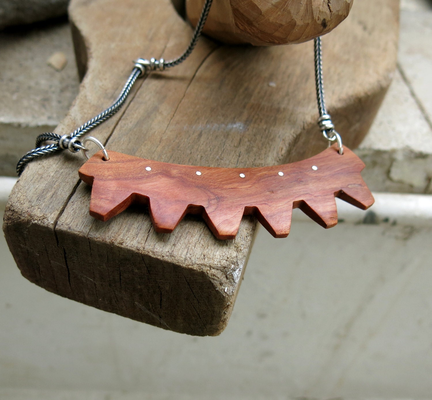The machine/ Pendant /Wooden pendant / wood necklace by MadAlmond