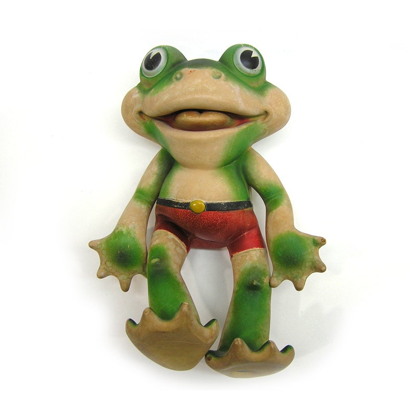 Vintage Rempel Croaker Frog Rubber Squeaker Toy