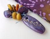 Fall Harvest Polymer Bead Set with Oblong Purple Poly Pendant    BS14-007 E