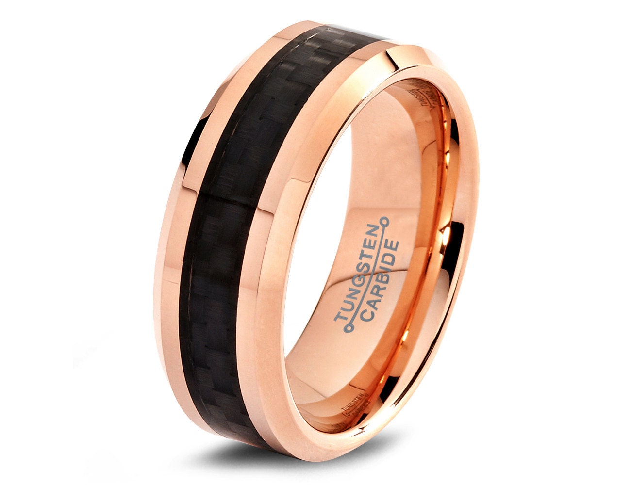 18K Tungsten Wedding band GiftFlavors by gold Mens Gold wedding 18k Rose Band Carbide tungsten