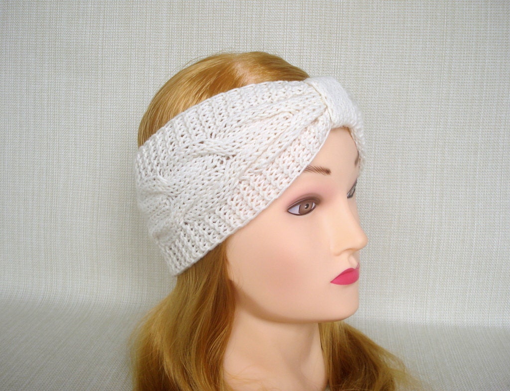Cashmere knit headband Knit ear warmer Cable knit headband