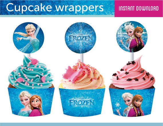 Items similar to Frozen Cupcake Toppers and wrappers - INSTANT DOWNLOAD ...