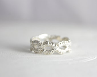 Sterling silver Princess Ring, Silver Tiara Ring, Handmade Crown Rings, Silver Lace Ring, Tatting Lace Ring, Rustic, Romantic, Gift for her